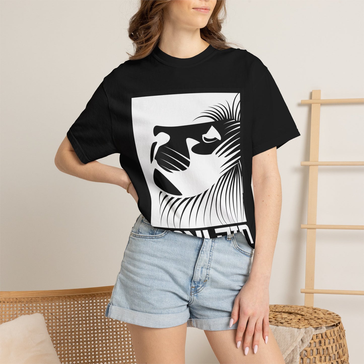 White on black Chazak v'Amatz | Hebrew Text Graphic Tee