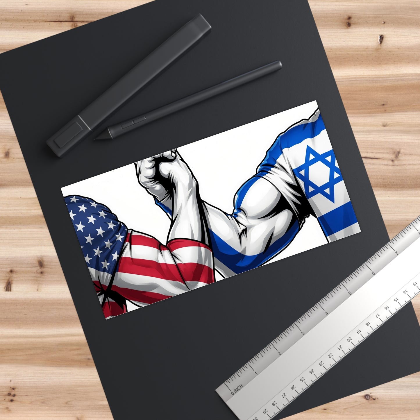 Epic USA-Israel handshake bumper sticker | ביחד ננצח
