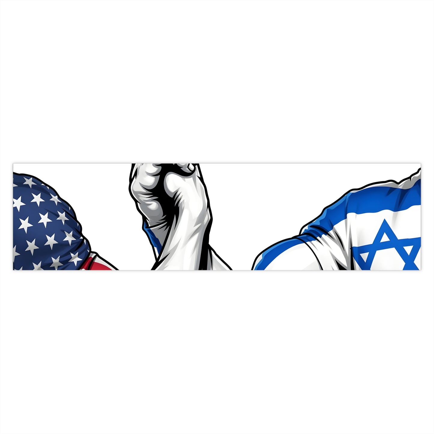 Epic USA-Israel handshake bumper sticker | ביחד ננצח